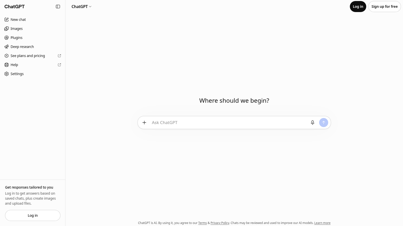 ChatGPT Plus homepage