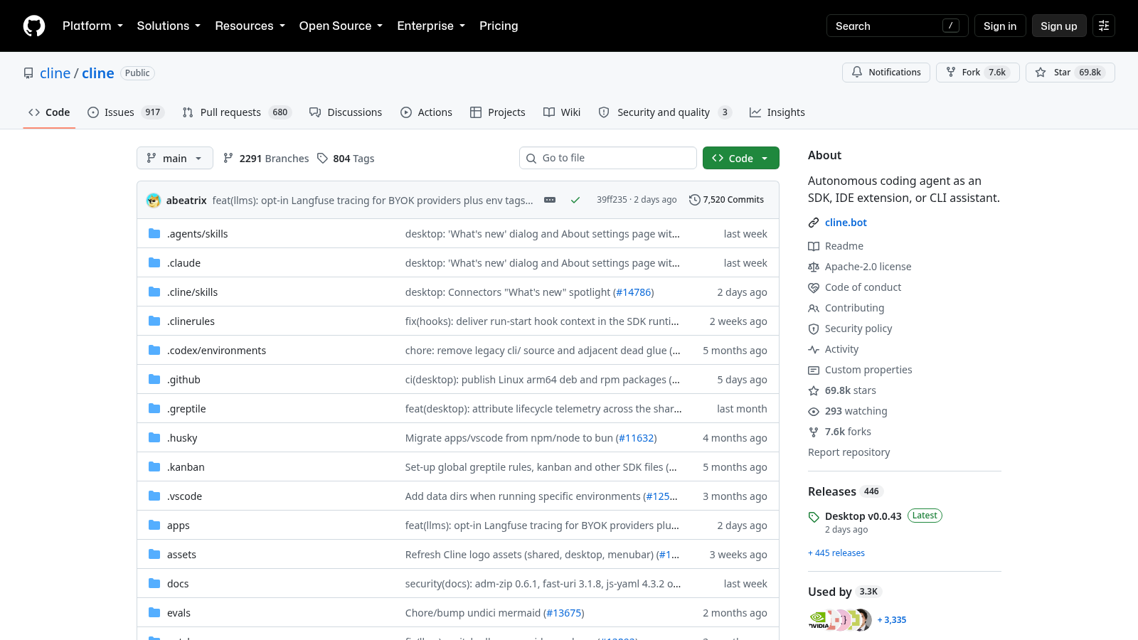 Cline GitHub repository