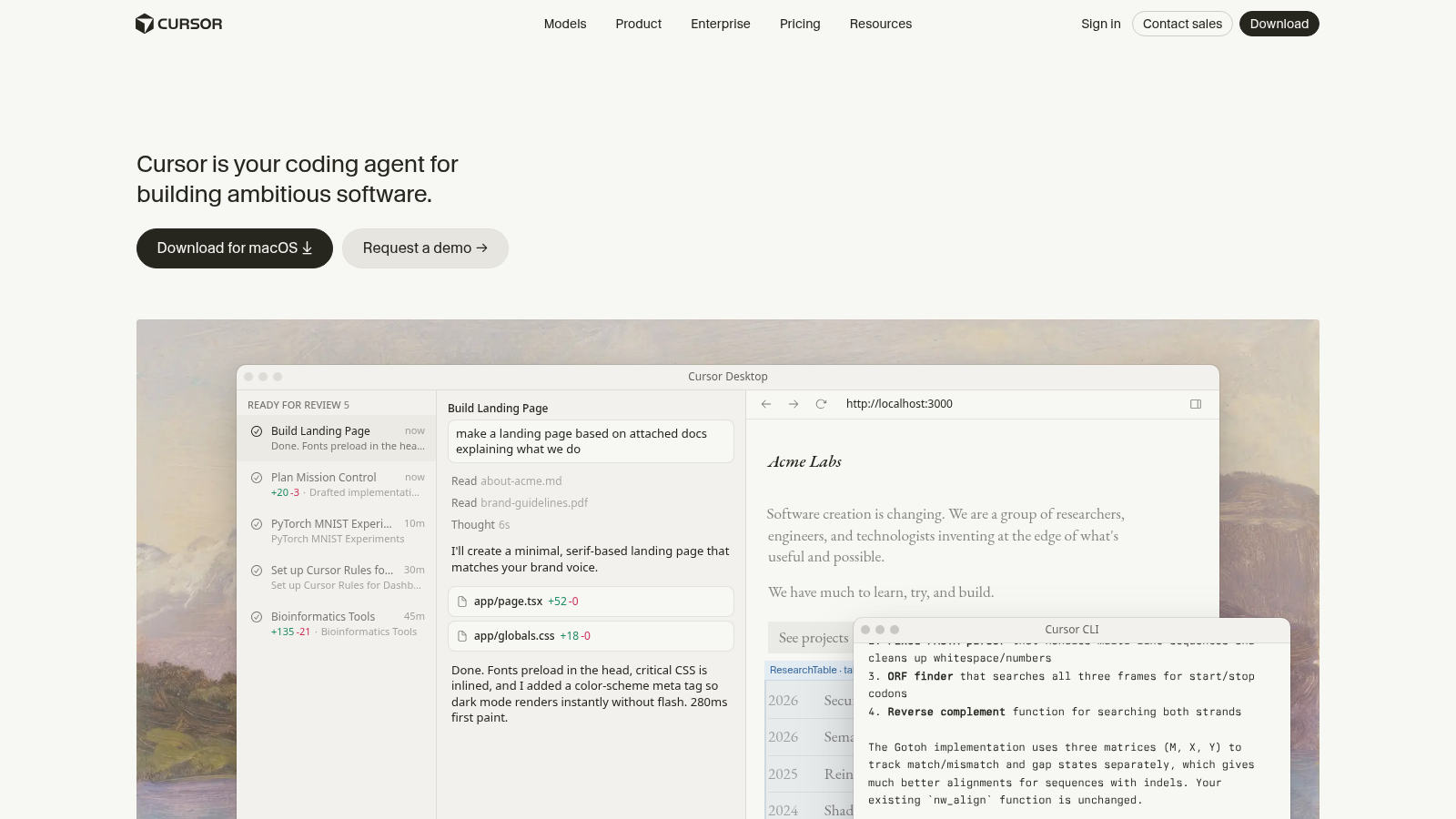 Cursor homepage