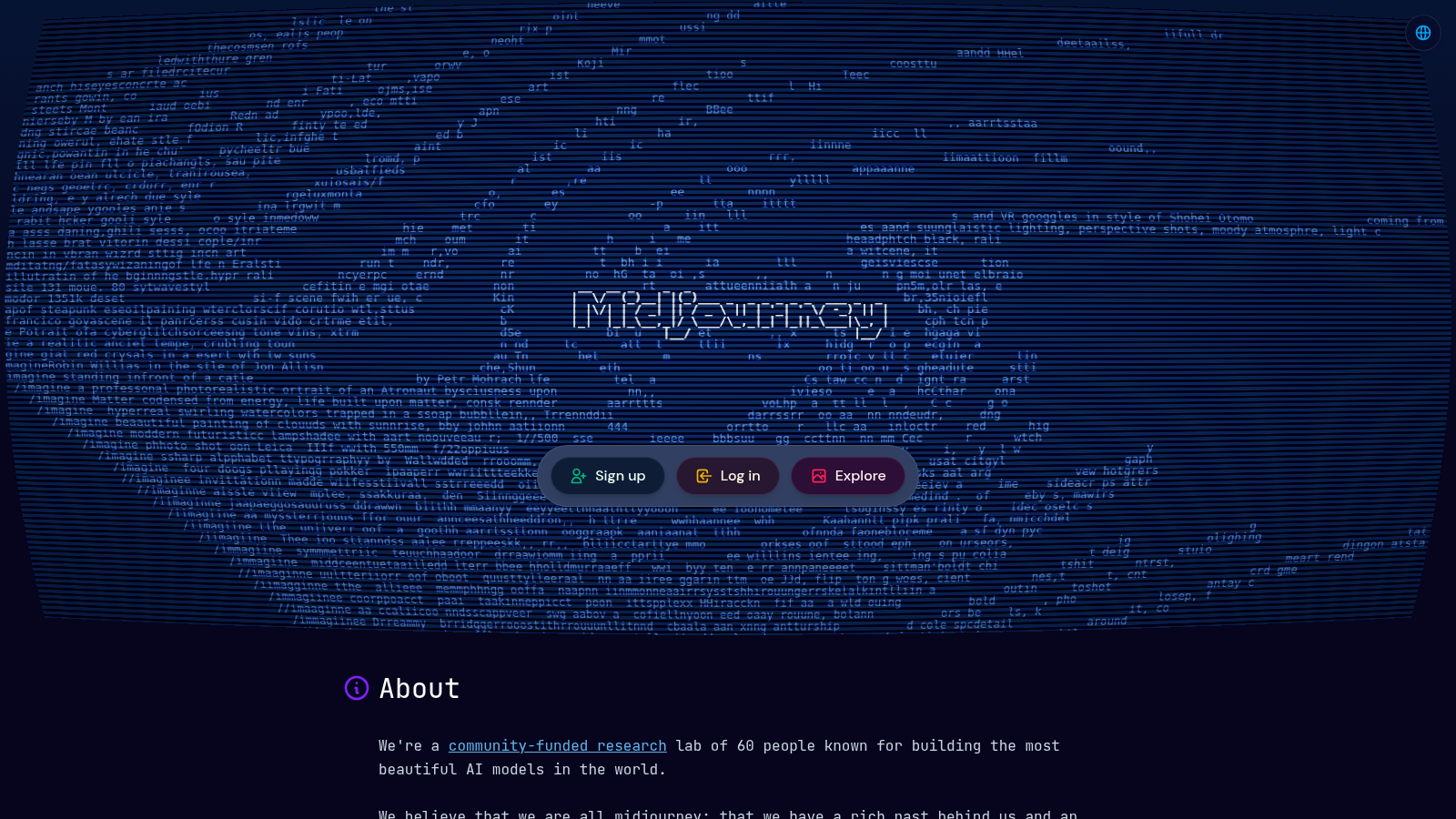 Midjourney homepage