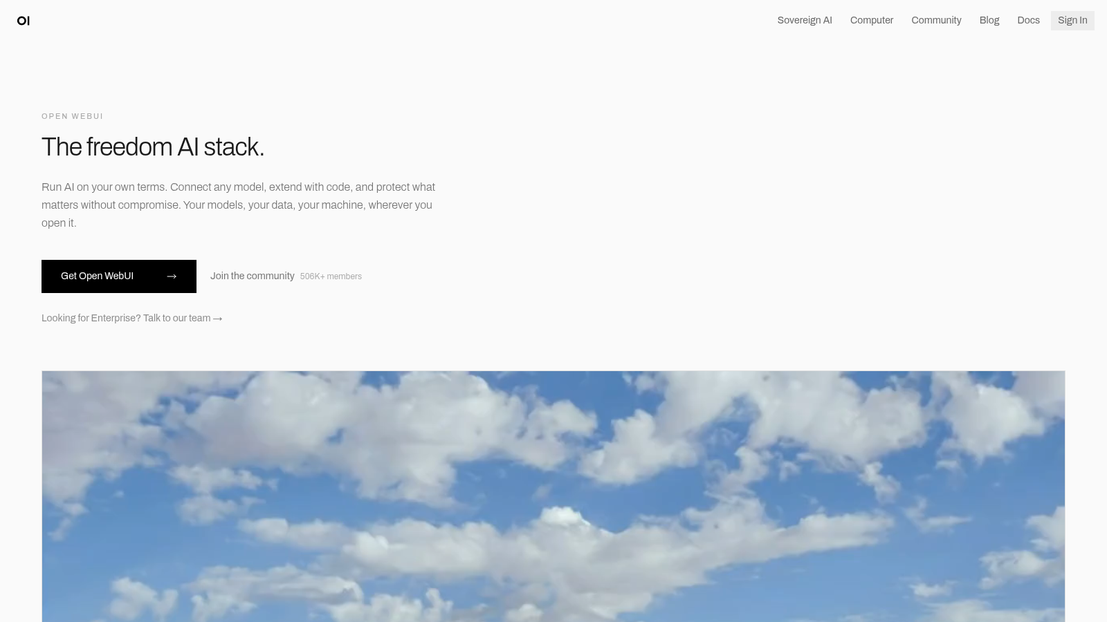 Open WebUI homepage — The freedom AI stack