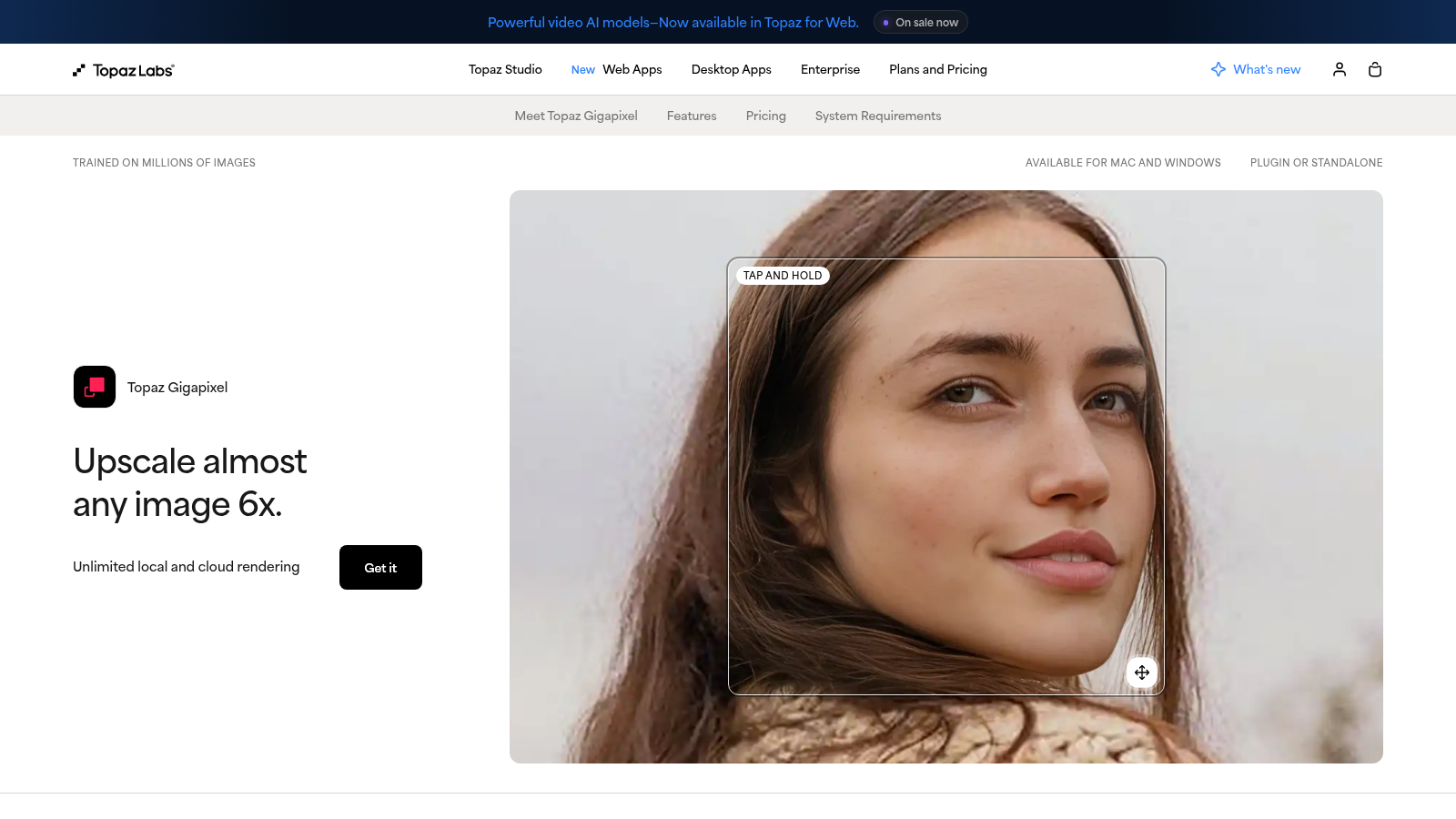 Topaz Gigapixel homepage